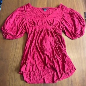 Banana republic red balloon 3/4 sleeve tie back top